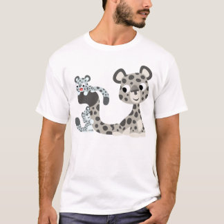 Cartoon-Schnee-Leopard und CUB-KinderT - Shirt