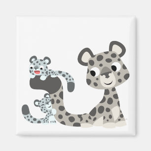 Cartoon-Schnee-Leopard und CUB-Magnet Magnet