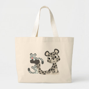 Cartoon-Schnee-Leopard und CUB-Tasche Jumbo Stoffbeutel