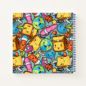 Cartoon School Pattern Notizblock (Rückseite)