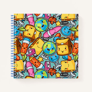 Cartoon School Pattern Notizblock