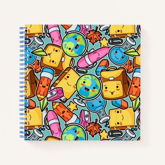 Cartoon School Pattern Notizblock (Vorderseite)