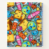 Cartoon School Pattern Notizblock (Rückseite)