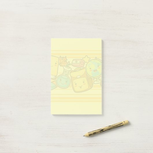 Cartoon School Supply Pattern Postit Notes Post-it Klebezettel (Auf Schreibtisch)