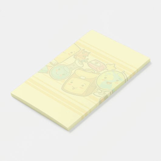 Cartoon School Supply Pattern Postit Notes Post-it Klebezettel (angewinkelt)
