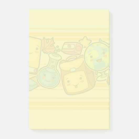 Cartoon School Supply Pattern Postit Notes Post-it Klebezettel (Vorderseite)
