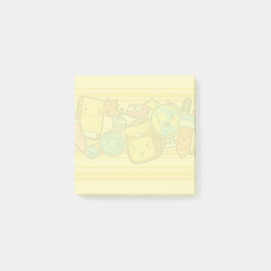 Cartoon School Supply Pattern Postit Notes Post-it Klebezettel (Vorderseite)
