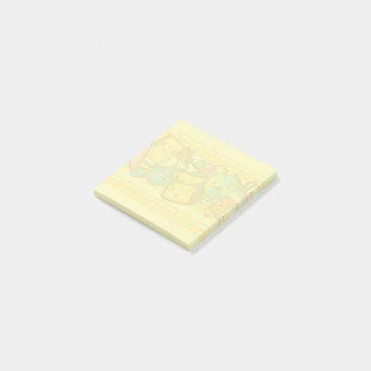 Cartoon School Supply Pattern Postit Notes Post-it Klebezettel (angewinkelt)