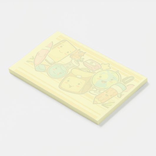 Cartoon School Supply Pattern Postit Notes Post-it Klebezettel (angewinkelt)