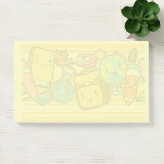 Cartoon School Supply Pattern Postit Notes Post-it Klebezettel (Büro)