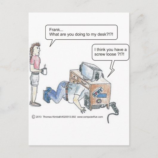 Cartoon-Schrauben locker Postkarte (Vorderseite)