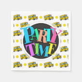 Cartoon-Schulbus, Gelb & Weiß-Polka-Punkte Serviette (Vorderseite)