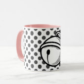 Cartoon Schwarz-weiß Grau Cat Bell Vector Pop Art Tasse (Vorderseite Links)