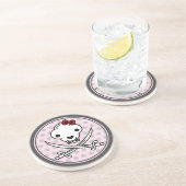 Cartoon Schwarz-weiß Jolly Kitty Pirate Skull Bone Getränkeuntersetzer (Seite)