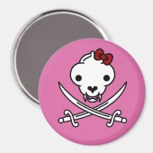 Cartoon Schwarz-weiß Jolly Kitty Pirate Skull Bone Magnet (Vorderseite/Rückseite)
