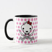 Cartoon Schwarz-weiß Jolly Kitty Pirate Skull Bone Tasse (Links)