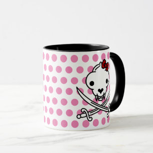 Cartoon Schwarz-weiß Jolly Kitty Pirate Skull Bone Tasse