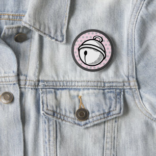 Cartoon Schwarz Weiß Pink Katze Glocke Pop Art Vek Button