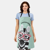 Cartoon Schwarz-weiß Zebra Flamingo Sonnenbrille N Schürze (Getragen)
