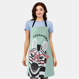 Cartoon Schwarz-weiß Zebra Flamingo Sonnenbrille N Schürze