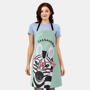 Cartoon Schwarz-weiß Zebra Flamingo Sonnenbrille N Schürze