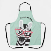 Cartoon Schwarz-weiß Zebra Flamingo Sonnenbrille N Schürze (Vorderseite)