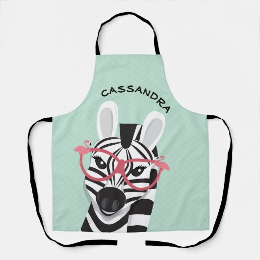Cartoon Schwarz-weiß Zebra Flamingo Sonnenbrille N Schürze (Vorderseite)