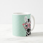 Cartoon Schwarz-weiß Zebra Pink Flamingo Sonnenbri Kaffeetasse (VorderseiteRechts)