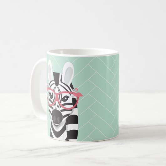 Cartoon Schwarz-weiß Zebra Pink Flamingo Sonnenbri Kaffeetasse (Vorderseite Links)