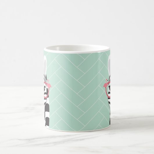 Cartoon Schwarz-weiß Zebra Pink Flamingo Sonnenbri Kaffeetasse (Mittel)