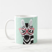 Cartoon Schwarz-weiß Zebra Pink Flamingo Sonnenbri Kaffeetasse (Links)
