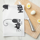 Cartoon-schwarze Katze Geschirrtuch (Viertel Falte)