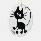 Cartoon-schwarze Katze Keramik Ornament (Rechts)