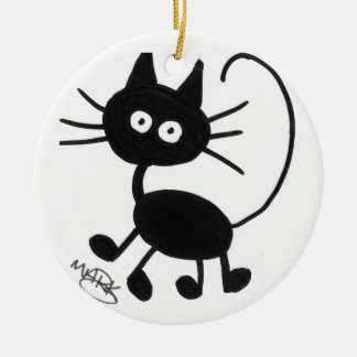 Cartoon-schwarze Katze Keramik Ornament