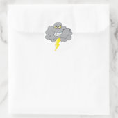 Cartoon Schwarze Wolke mit Blitz Runder Aufkleber (Tasche)