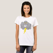 Cartoon-schwarze Wolke mit Blitz T-Shirt (Vorne ganz)