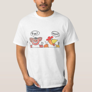 Cartoon-Schwein + Cartoon-Huhn-Frühstück T-Shirt