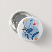 Cartoon Schwertfisch Button (Vorne & Hinten)