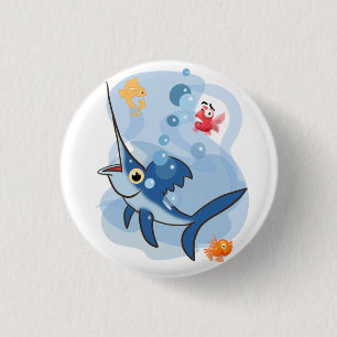Cartoon Schwertfisch Button