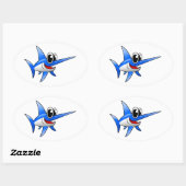 Cartoon Schwertfisch Ovaler Aufkleber (Blatt)