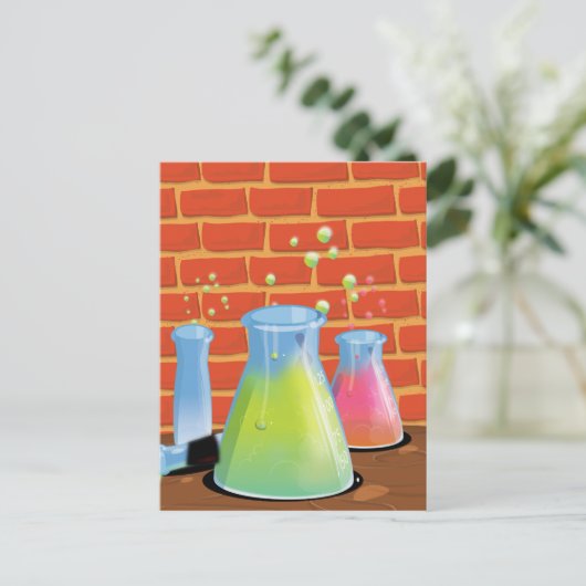 Cartoon Science Experiments Postkarte (Stehend Vorderseite)