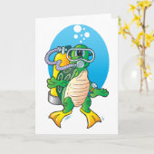 Cartoon Scuba Turtle Karte (Gelbe Blume)