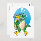 Cartoon Scuba Turtle Postkarte (Vorne/Hinten)