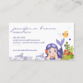 Cartoon Sea Lila Niedliche Meerjungfrau Visitenkarte (Rückseite)