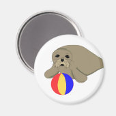 Cartoon Sea Lion Beach Ball Magnet (Vorderseite/Rückseite)