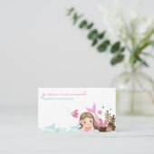 Cartoon Sea Pink Mermaid Visitenkarte (Stehend Vorderseite)
