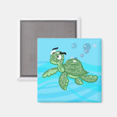 Cartoon Sea Turtle Magnet (Vorderseite/Rückseite)