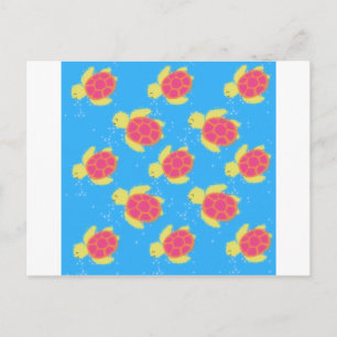 Cartoon Sea Turtle Pattern Postkarte