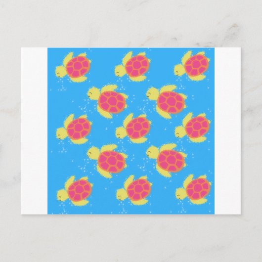 Cartoon Sea Turtle Pattern Postkarte (Vorderseite)