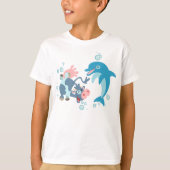 Cartoon Seacow und Delphin Kinder T - Shirt (Vorderseite)